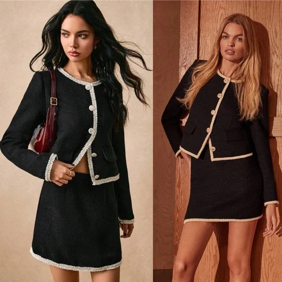 Veronica Beard Mabel Tweed Jacket Blazer Navy Ivory Trim Size 12 - Picture 15 of 16